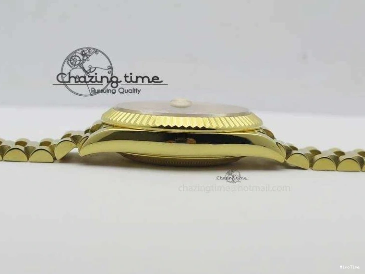 MiroTime 0219 DayDate 40mm BP-Maker 228238 YG Wrapped Gold Roman Dial (Fluted Bezel) On YG Bracelet ETA Attractive 3848